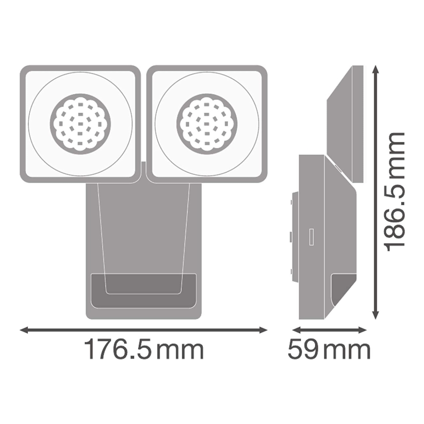 Ledvance - Iluminação de parede exterior LED com sensor SPOT 2xLED/8W/230V IP55