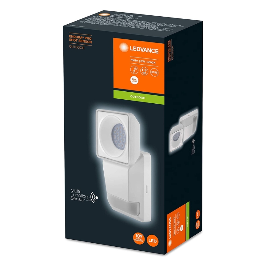 Ledvance - Iluminação de parede exterior LED com sensor SPOT LED/8W/230V IP55 branca