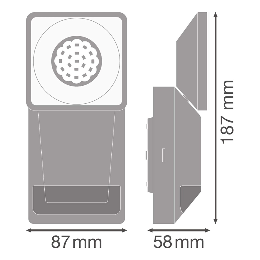 Ledvance - Iluminação de parede exterior LED com sensor  SPOT LED/8W/230V IP55 preta