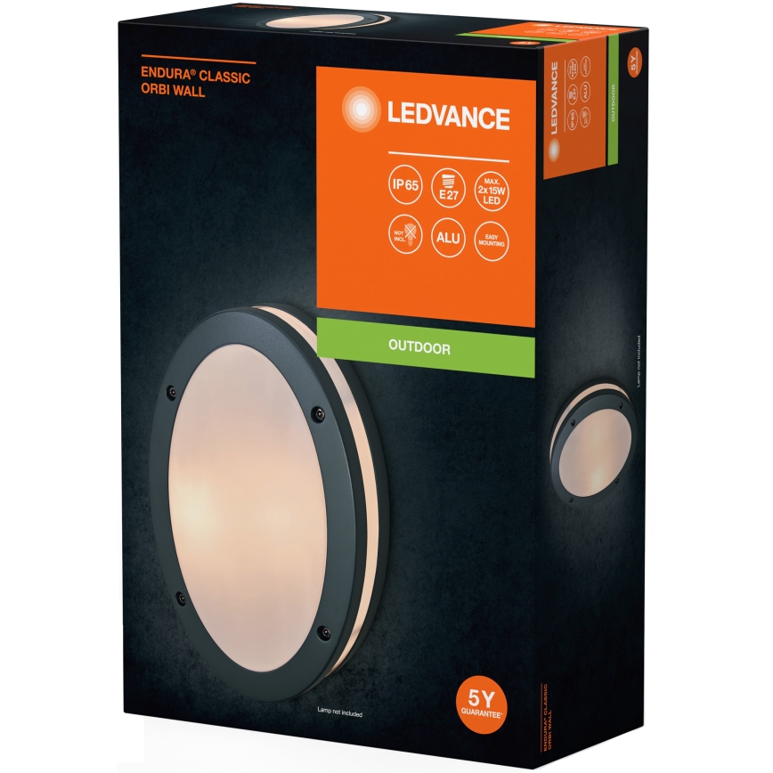 Ledvance - Iluminação de parede exterior ORBI 2xE27/18W/230V IP65