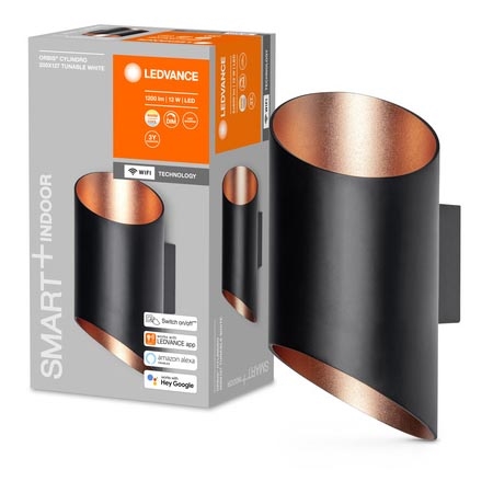 Ledvance - Iluminação de parede LED com regulação SMART+ CYLINDRO LED/12W/230V 3000-6500K Wi-Fi black