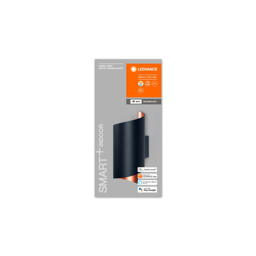 Ledvance - Iluminação de parede LED com regulação SMART+ TWIST LED/12W/230V 3000-6500K Wi-Fi black