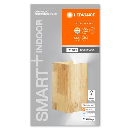 Ledvance - Iluminação de parede LED com regulação SMART+ WOOD LED/12W/230V 3000-6500K Wi-Fi