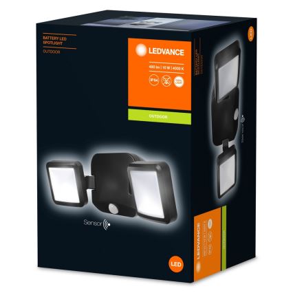 Ledvance - Iluminação de parede LED exterior com sensor BATTERY 2xLED/10W/4xD IP54