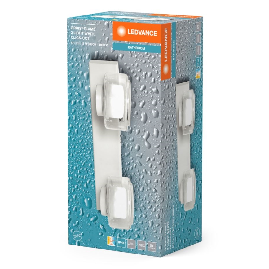 Ledvance - Iluminação de parede para casa de banho LED ORBIS FLAME 2xLED/5,5W/230V 3000/4000K IP44 branco