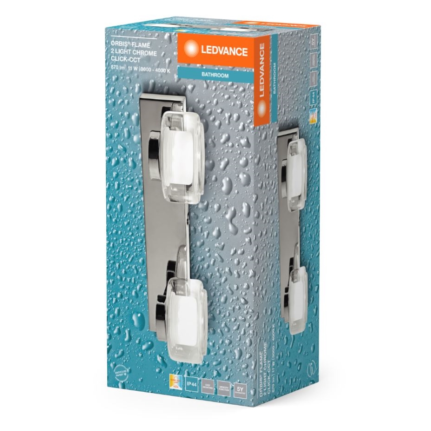 Ledvance - Iluminação de parede para casa de banho LED ORBIS FLAME 2xLED/5,5W/230V 3000/4000K IP44 cromado