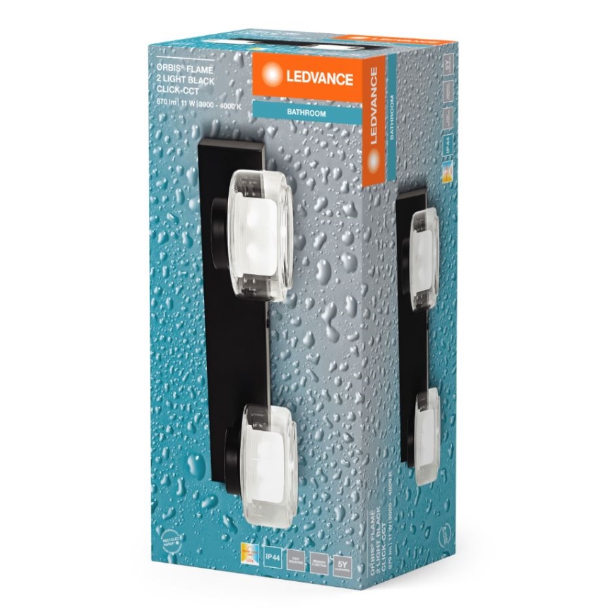 Ledvance - Iluminação de parede para casa de banho LED ORBIS FLAME 2xLED/5,5W/230V 3000/4000K IP44 preto