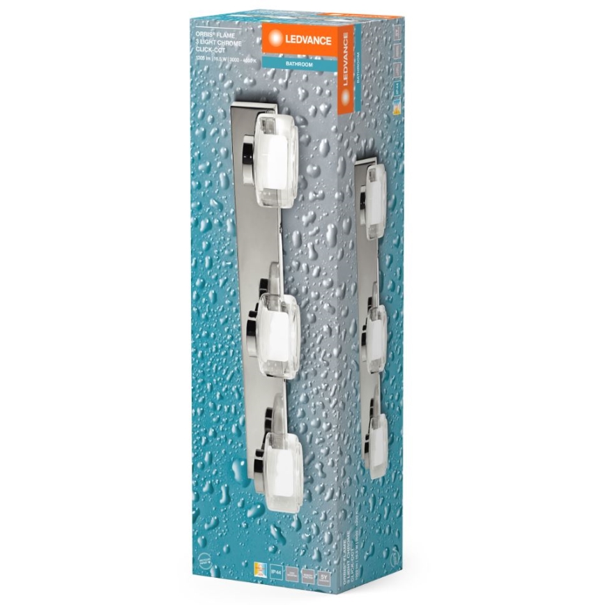 Ledvance-Iluminação de parede para casa de banho LED ORBIS FLAME 3xLED/5,5W/230V IP44 cromado