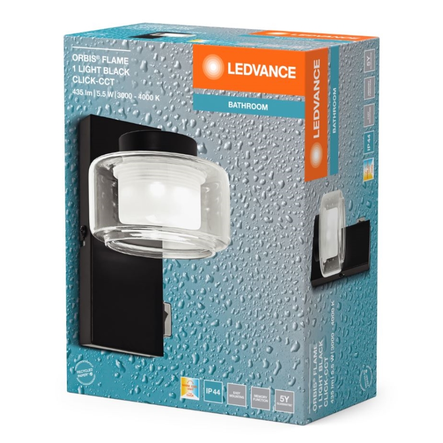 Ledvance - Iluminação de parede para casa de banho LED ORBIS FLAME LED/5,5W/230V 3000/4000K IP44 preto