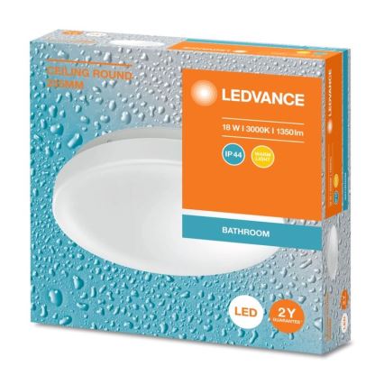 Ledvance - Iluminação de teto de casa de banho LED CEILING ROUND LED/18W/230V 3000K IP44