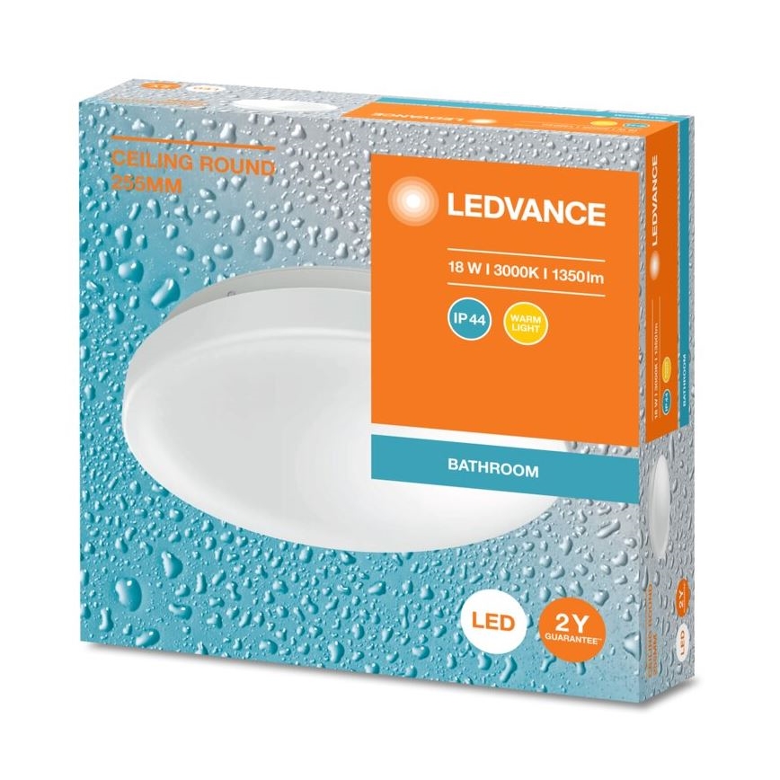 Ledvance - Iluminação de teto de casa de banho LED CEILING ROUND LED/18W/230V 3000K IP44