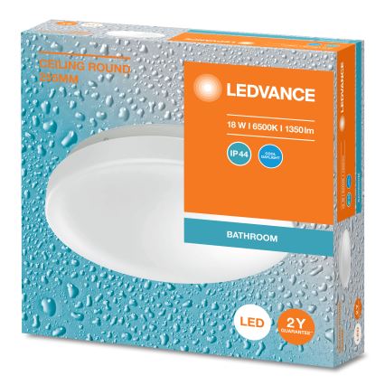 Ledvance - Iluminação de teto de casa de banho LED CEILING ROUND LED/18W/230V 6500K IP44