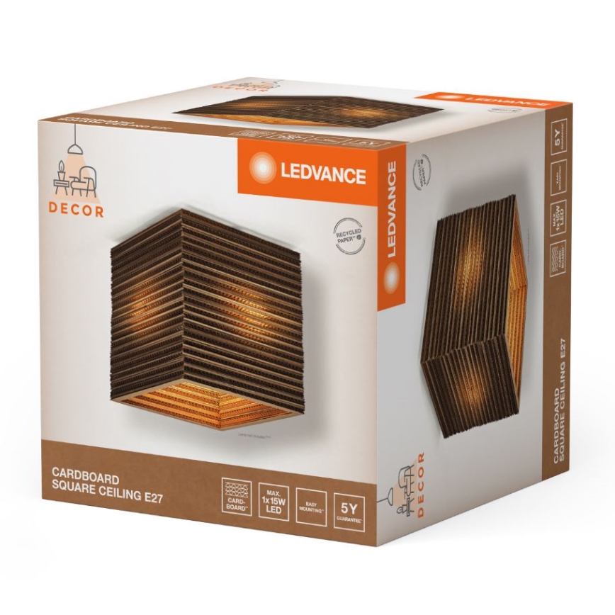 Ledvance - Iluminação de teto DECOR CARDBOARD 1xE27/15W/230V 25x25 cm