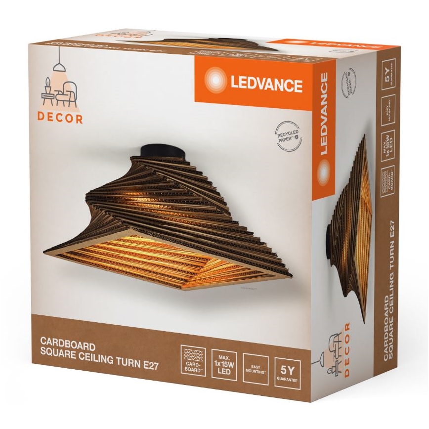 Ledvance - Iluminação de teto DECOR CARDBOARD 1xE27/15W/230V 40x40 cm