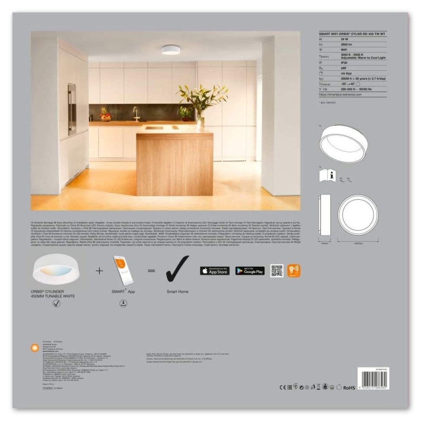 Ledvance - Iluminação LED com regulação  SMART+ CYLINDER LED/24W/230V 3,000K-6,500K  Wi-Fi