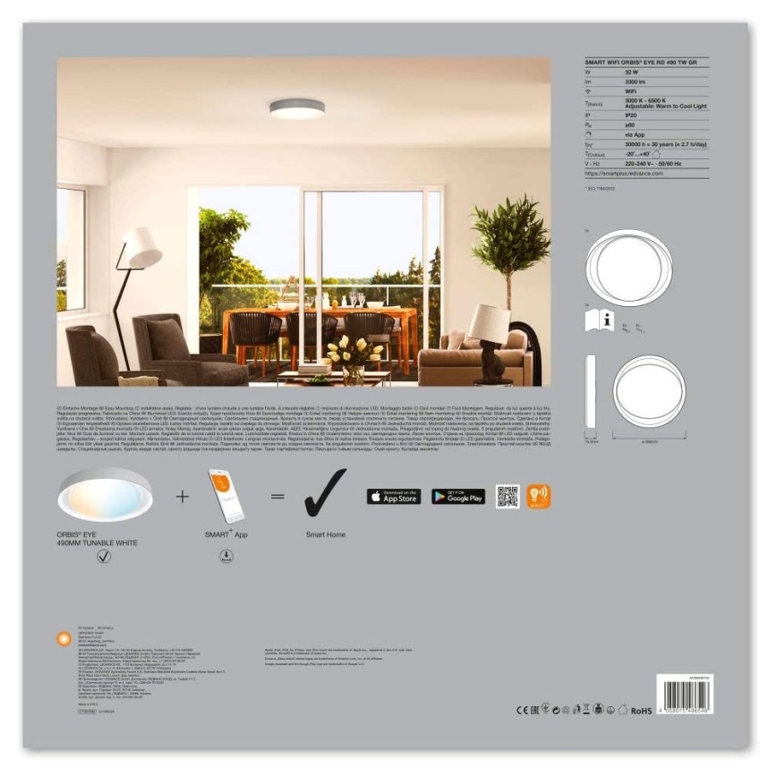 Ledvance - Iluminação LED com regulação SMART+ EYE LED/32W/230V 3,000K-6,500K Wi-Fi