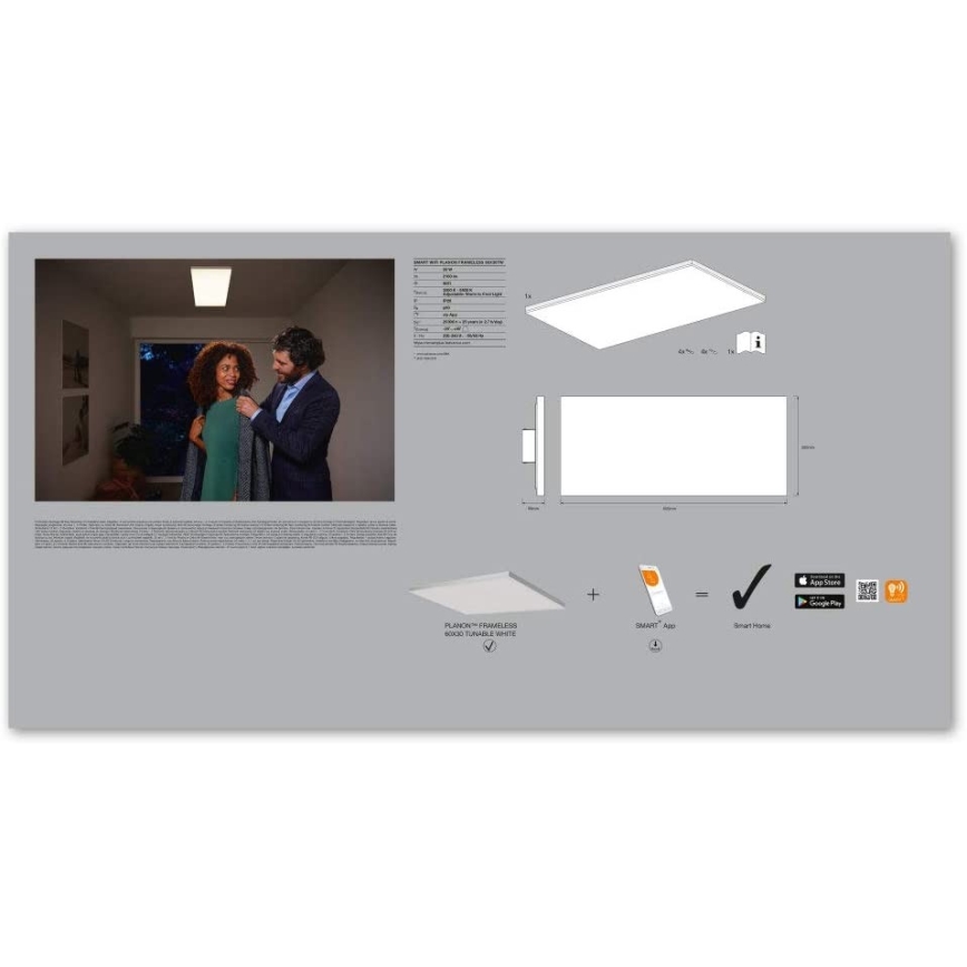 Ledvance - Iluminação de teto LED com regulação SMART+ FRAMELESS LED/28W/230V 3,000K-6,500K Wi-Fi