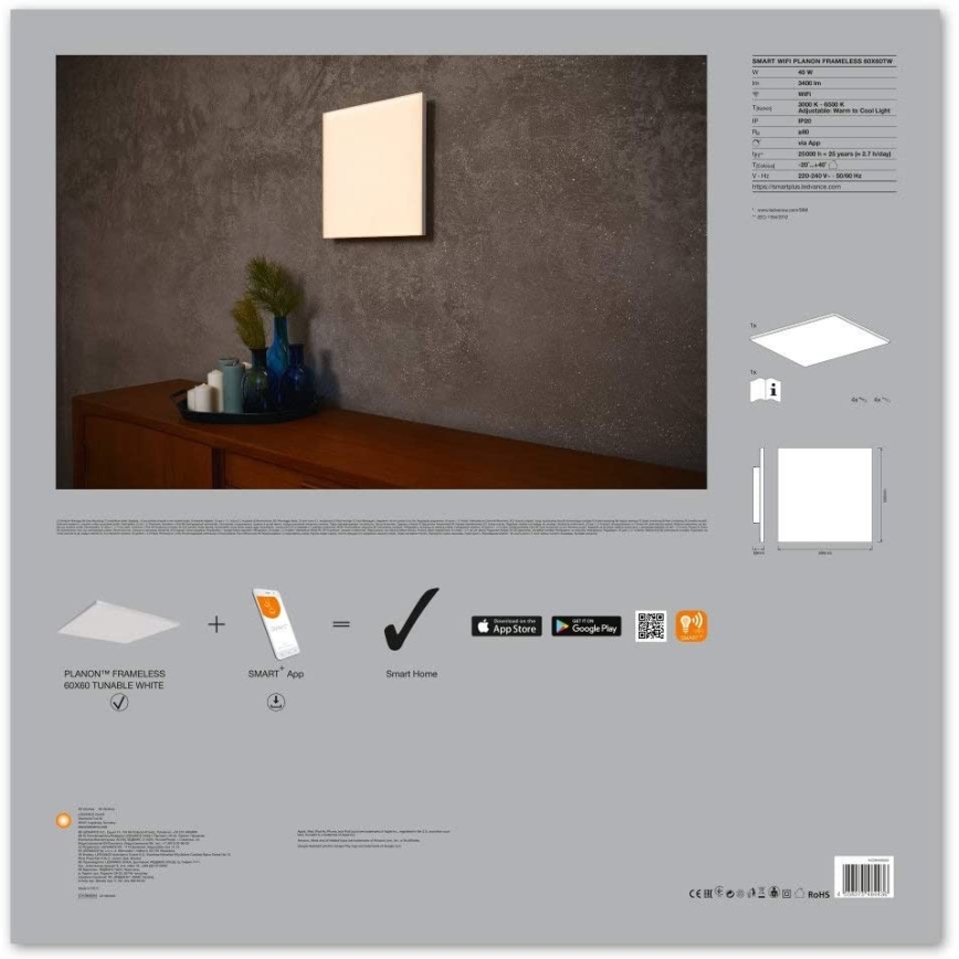 Ledvance - Iluminação de teto LED com regulação SMART+ FRAMELESS LED/40W/230V 3,000K-6,500K Wi-Fi