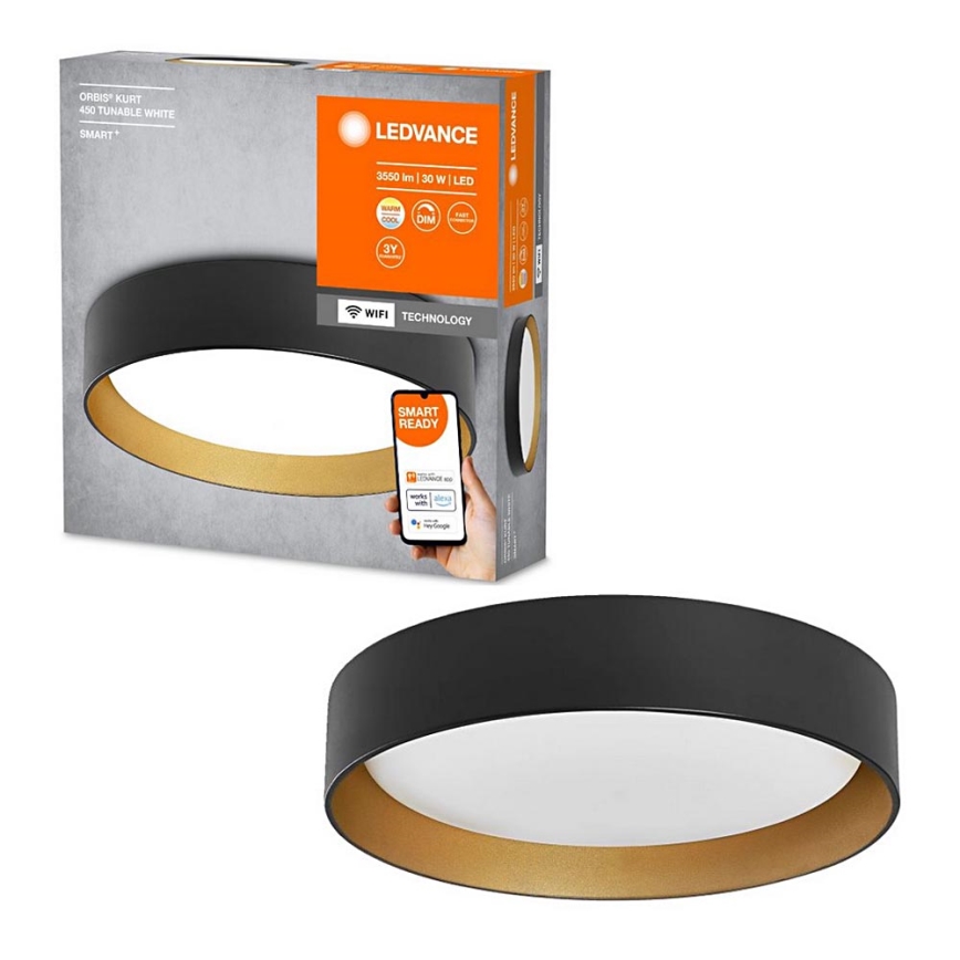 Ledvance - Iluminação de teto LED com regulação SMART+ KURT LED/30W/230V 2700-6500K Wi-Fi