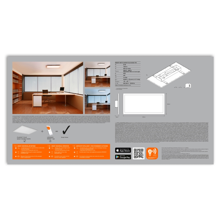 Ledvance - Iluminação de teto LED com regulação SMART+ PLANON LED/22W/230V Wi-Fi