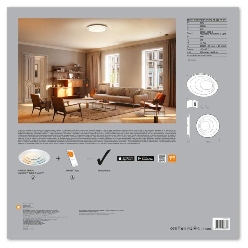 Ledvance - Iluminação de teto LED com regulação SMART+ SPIRAL LED/24W/230V 3,000K-6,500K Wi-Fi