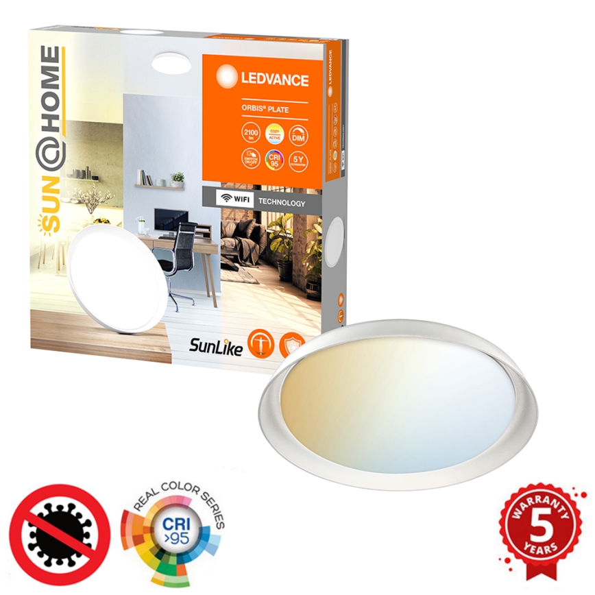 Ledvance -Iluminação de teto LED com regulação SUN@HOME LED/26W/230V 2200-5000K CRI 95 Wi-Fi