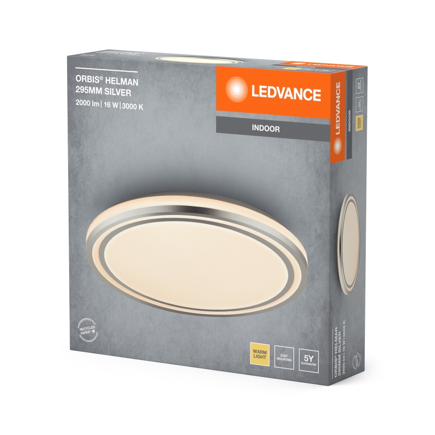 Ledvance - Iluminação de teto LED ORBIS HELMAN LED/16W/230V diâmetro 29,5 cm prateado