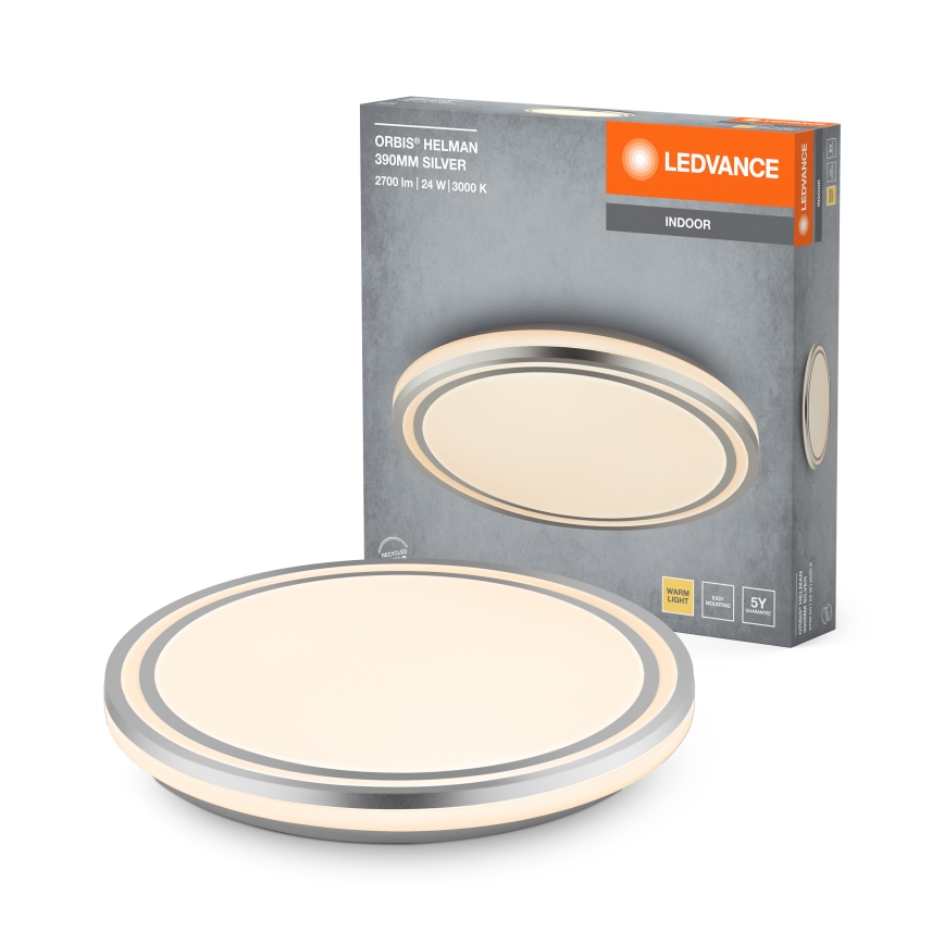 Ledvance - Iluminação de teto LED ORBIS HELMAN LED/24W/230V diâmetro 39 cm prateado