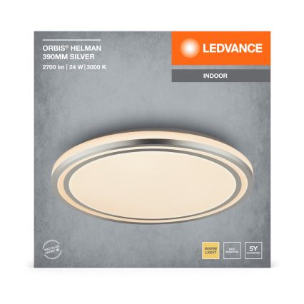 Ledvance - Iluminação de teto LED ORBIS HELMAN LED/24W/230V diâmetro 39 cm prateado