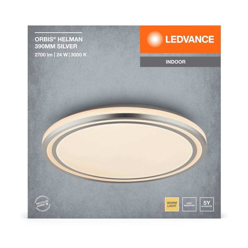 Ledvance - Iluminação de teto LED ORBIS HELMAN LED/24W/230V diâmetro 39 cm prateado