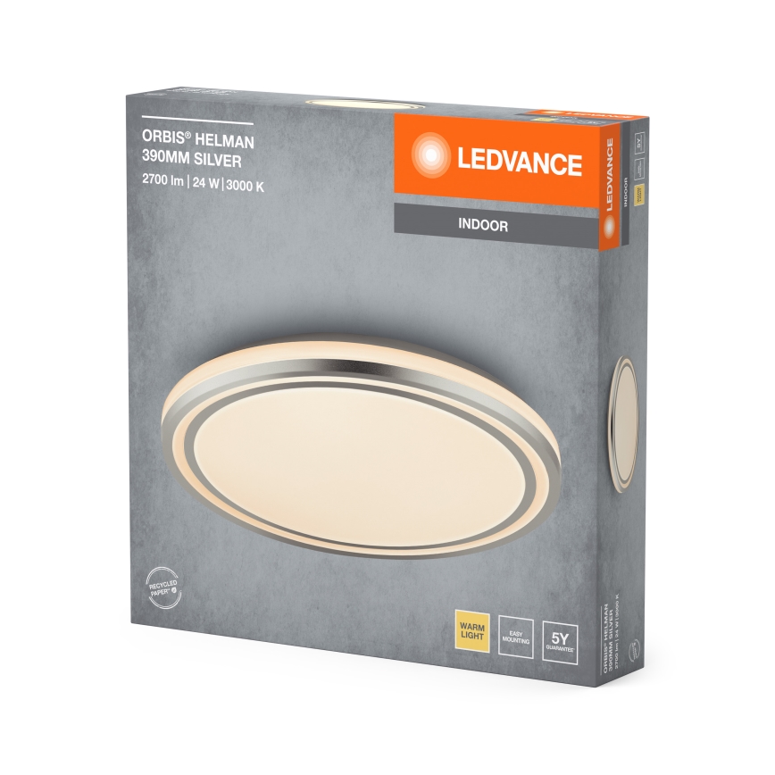 Ledvance - Iluminação de teto LED ORBIS HELMAN LED/24W/230V diâmetro 39 cm prateado