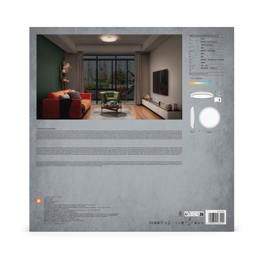 Ledvance - Iluminação de teto LED ORBIS HELMAN LED/24W/230V diâmetro 39 cm prateado