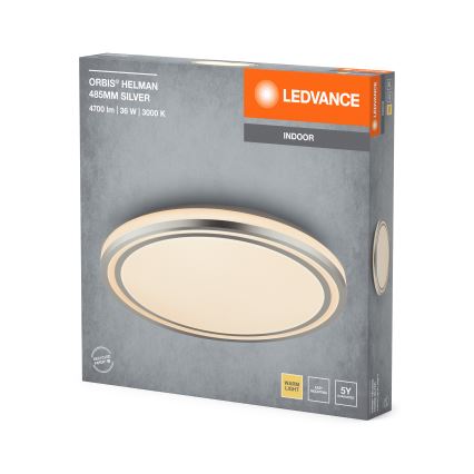 Ledvance - Iluminação de teto LED ORBIS HELMAN LED/36W/230V diâmetro 48,5 cm prateado