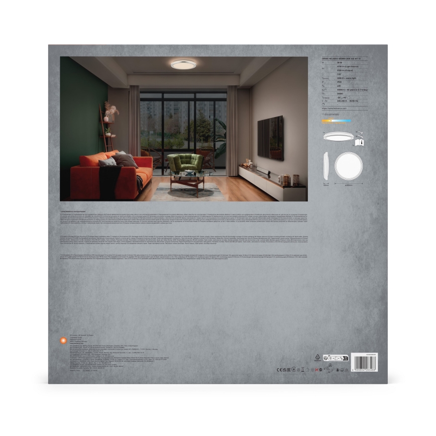 Ledvance - Iluminação de teto LED ORBIS HELMAN LED/36W/230V diâmetro 48,5 cm prateado