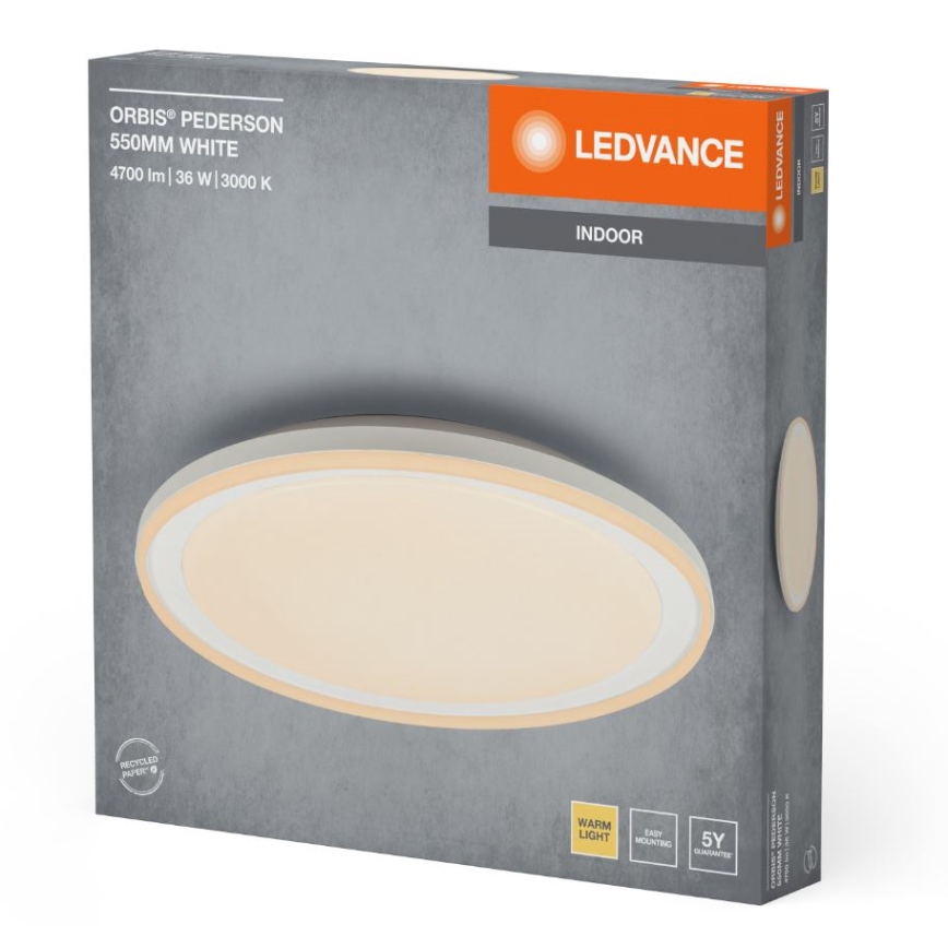 Ledvance - Iluminação de teto LED ORBIS PEDERSON LED/36W/230V diâmetro 55 cm branco