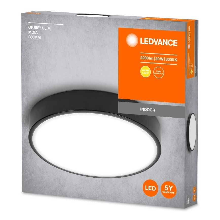 Ledvance - Iluminação de teto LED ORBIS SLIM LED/20W/230V preto