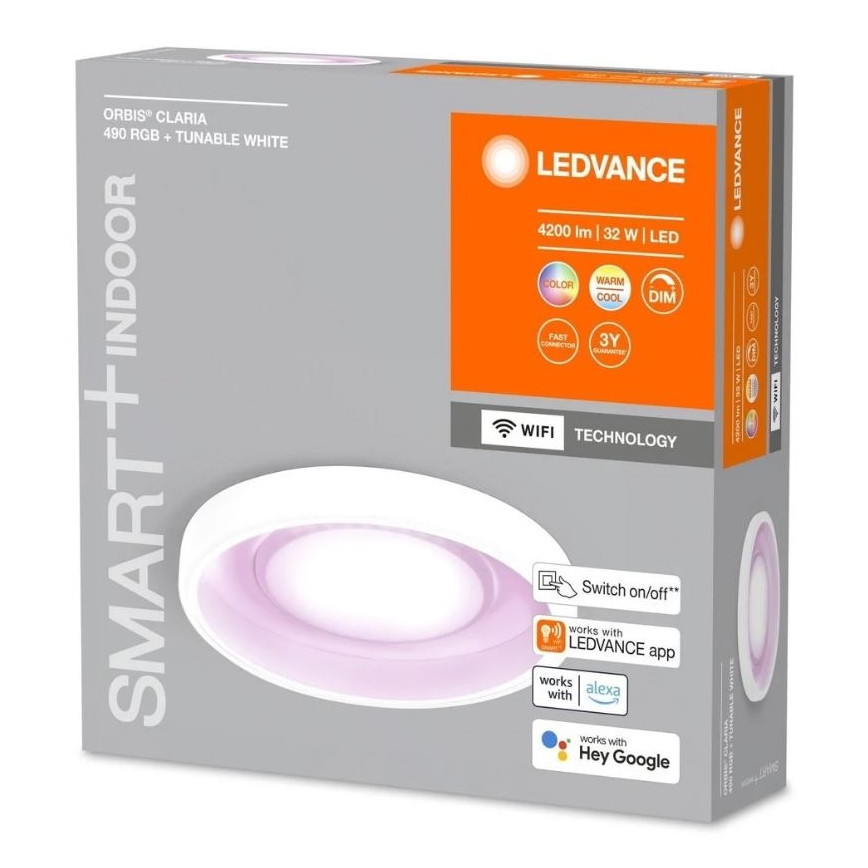 Ledvance- Iluminação de teto LED RGBW com regulação SMART+ CLARIA LED/32W/230V 2700-6500K Wi-Fi