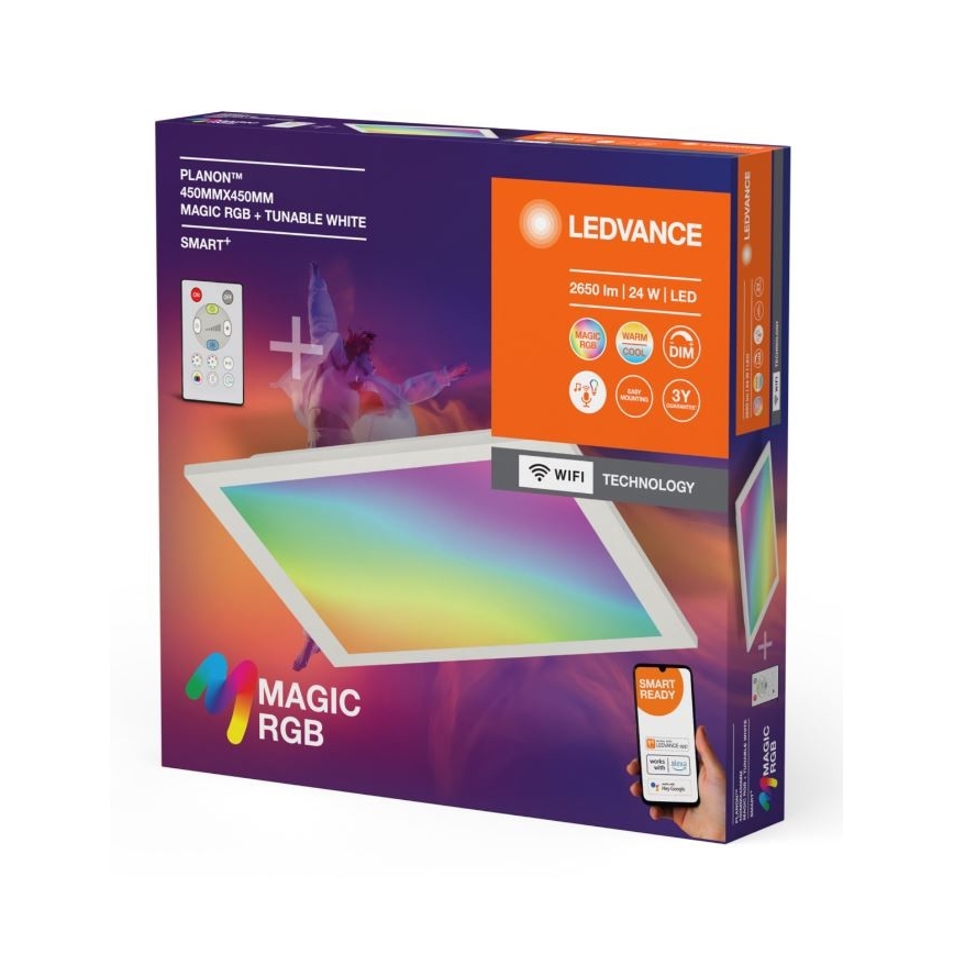 Ledvance - Iluminação de teto LED RGBW com regulação SMART+ MAGIC LED/24W/230V 2700-6500K Wi-Fi + comando