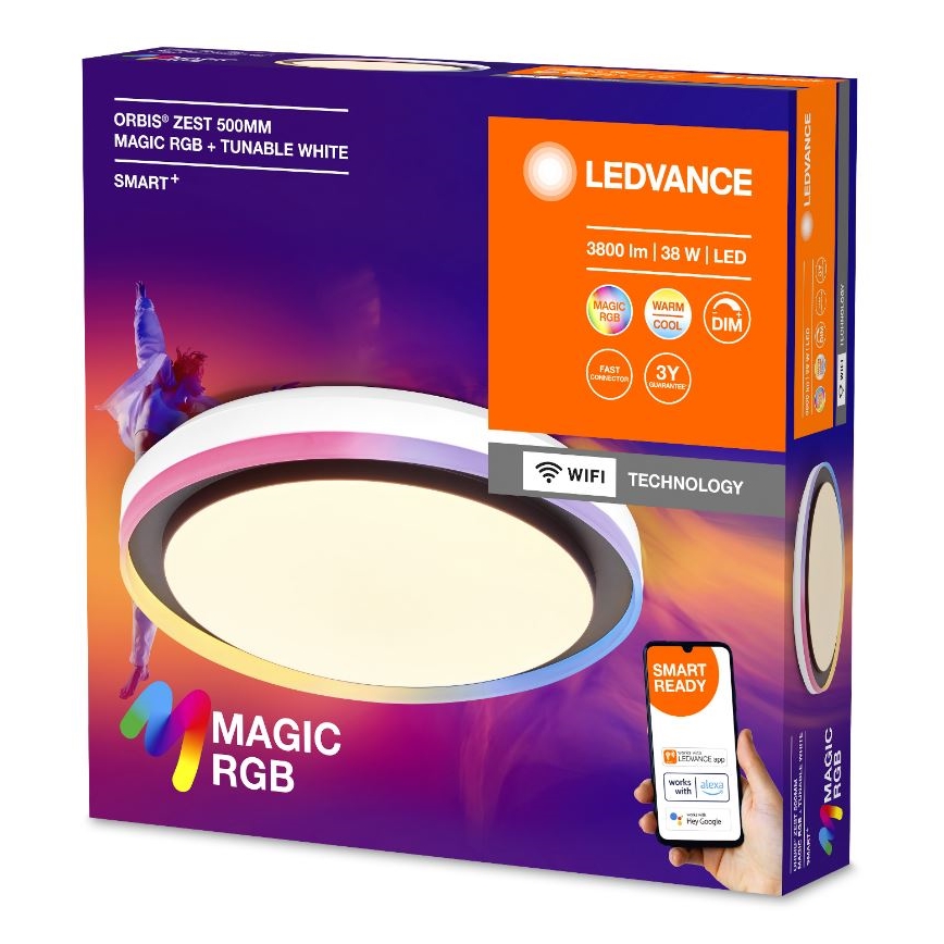 Ledvance - Iluminação de teto LED RGBW com regulação SMART+ MAGIC LED/38W/230V 2700-6500K Wi-Fi