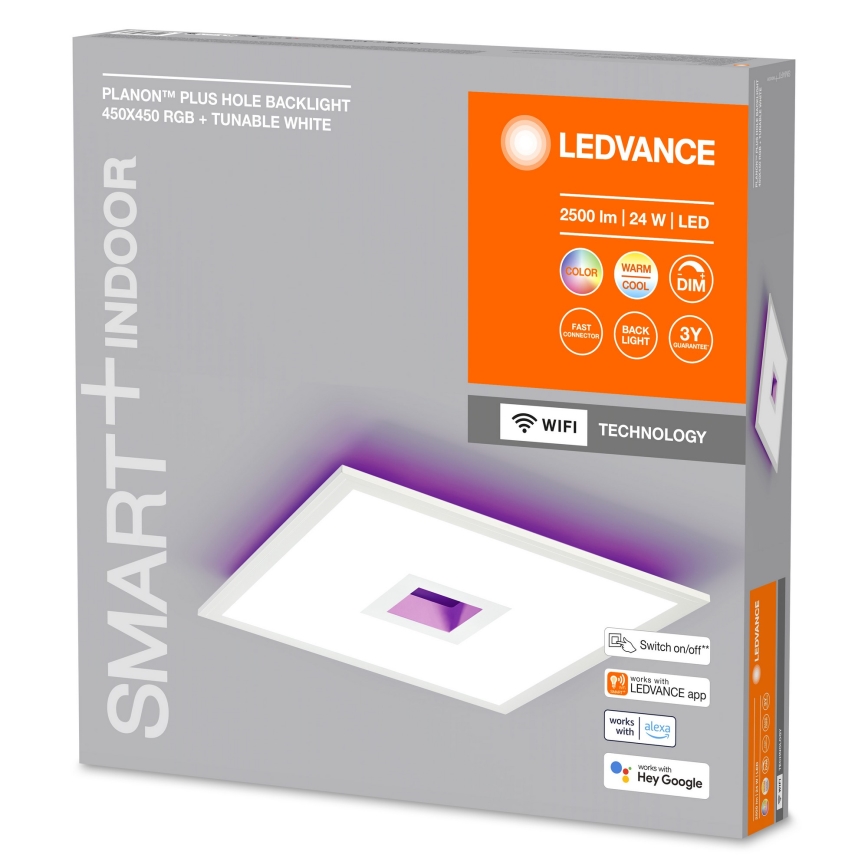 Ledvance- Iluminação de teto LED RGBW com regulação SMART+ PLANON LED/24W/230V 2700-6500K Wi-Fi
