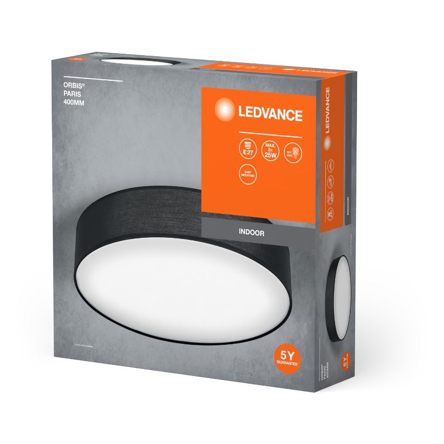 Ledvance - Iluminação de teto ORBIS PARIS 2xE27/25W/230V preto