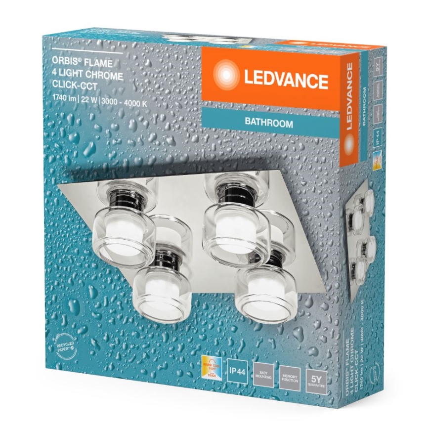 Ledvance - Iluminação de teto para casa de banho LED ORBIS FLAME 4xLED/5,5W/230V 3000/4000K IP44 cromado