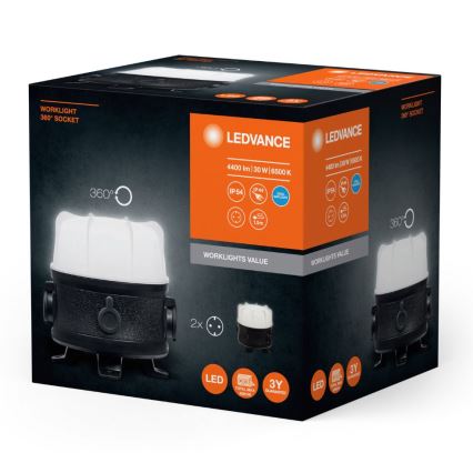 Ledvance - Iluminação de trabalho LED com 2 tomadas WORKLIGHT SOCKET LED/30W/230V IP54