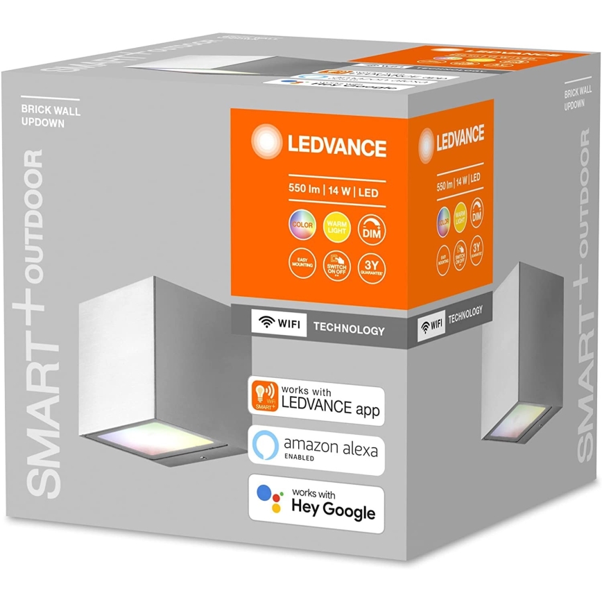 Ledvance - Iluminação de parede exterior LED RGBW com regulação BRICK LED/14W/230V Wi-Fi IP44