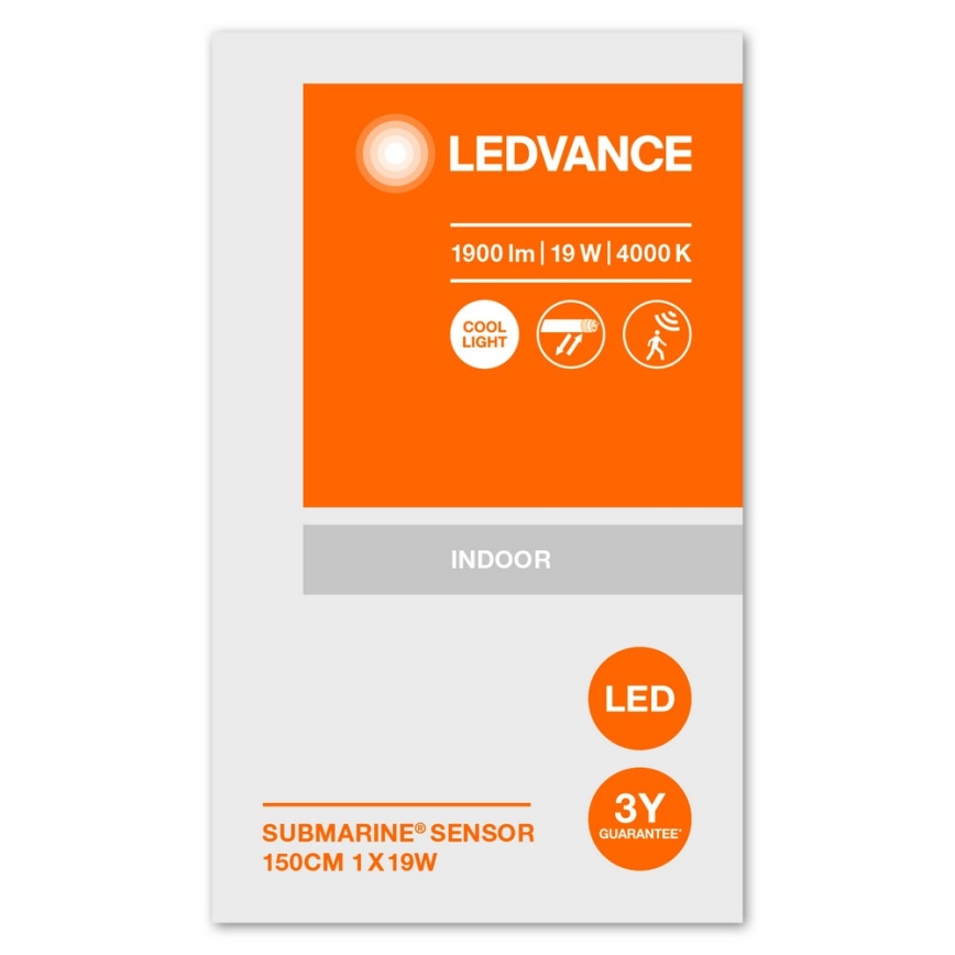 Ledvance - Iluminação industrial LED com sensor SUBMARINE 1xG13/19W/230V IP65