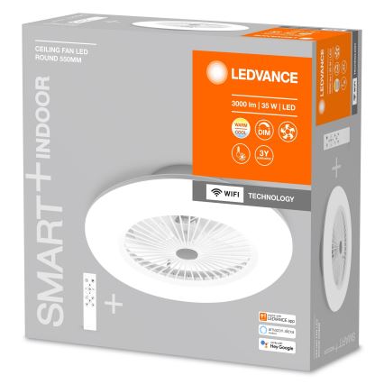 Ledvance - Iluminação LED com regulação e ventoinha SMART+ LED/35W/230V Wi-Fi 3000-6500K + controlo remoto