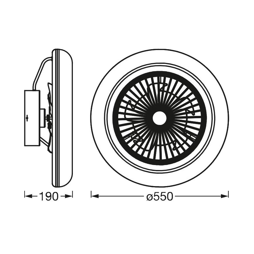 Ledvance - Iluminação LED com regulação e ventoinha SMART+ LED/35W/230V Wi-Fi 3000-6500K + controlo remoto
