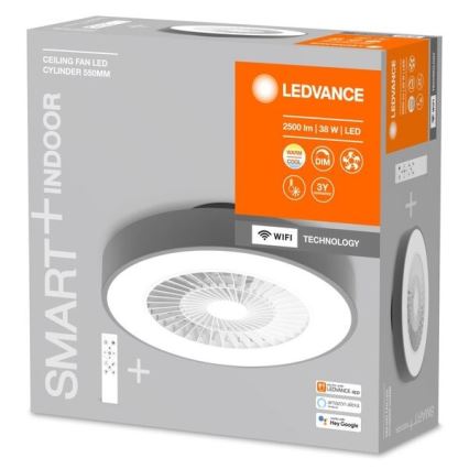 Ledvance - Iluminação de teto LED com regulação e ventoinha SMART+ LED/38W/230V 3000-6500K Wi-Fi + comando