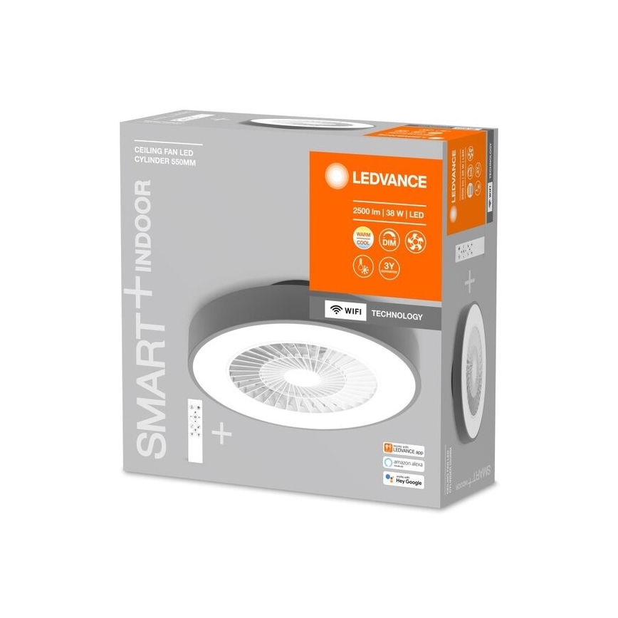 Ledvance - Iluminação de teto LED com regulação e ventoinha SMART+ LED/38W/230V 3000-6500K Wi-Fi + comando