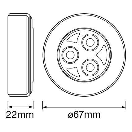 Ledvance - LED Iluminação táctil de orientação DOT-IT LED/0,2W/3xAAA